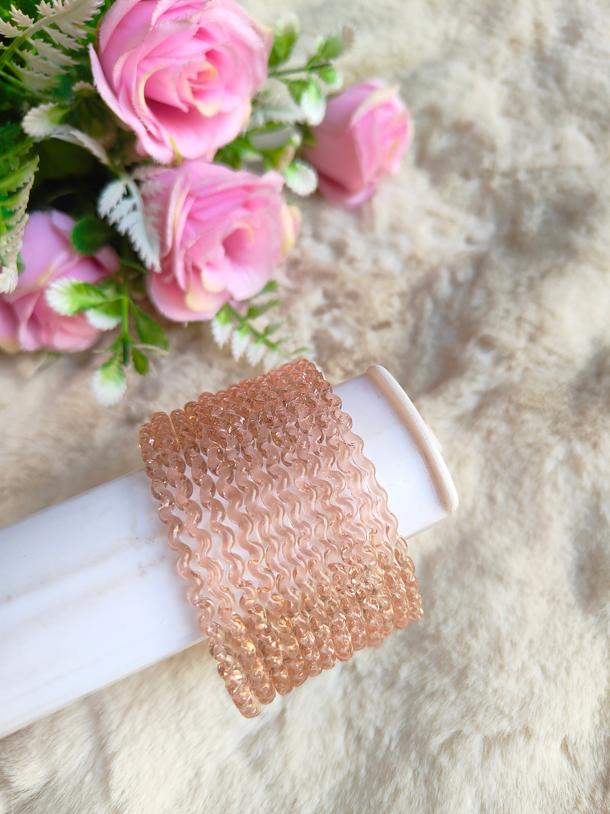Maggi Glass Bangles-Peach Colour