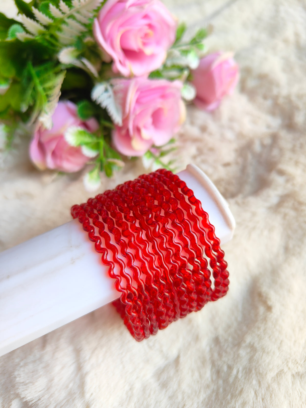 Maggi Glass Bangles-Red Colour