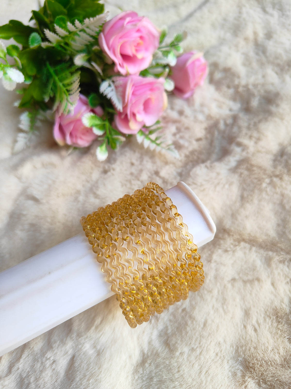 Maggi Glass Bangles-Golden Colour