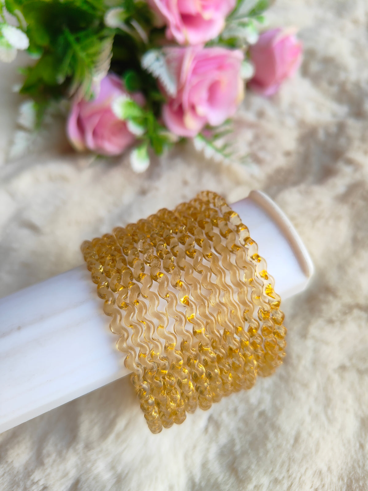 Maggi Glass Bangles-Golden Colour