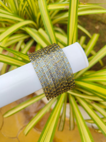 2.10 Size-Raindrop Glass Bangles-Grey Colour