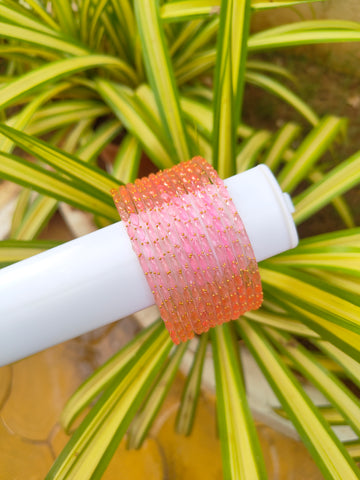 2.10 Size-Raindrop Glass Bangles-Baby Pink Colour