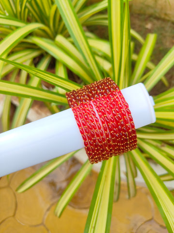 2.10 Size-Raindrop Glass Bangles-Red Colour