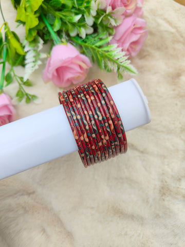 Kalamkari Glass Bangles-Maroon Colour