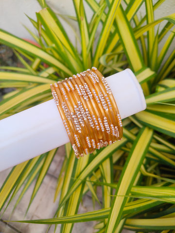 Nakshatra Glass Bangles - Golden Colour