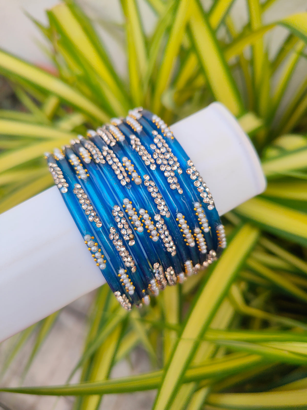 Nakshatra Glass Bangles - Blue Colour