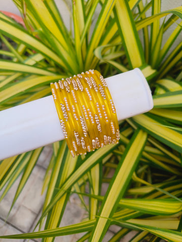 Nakshatra Glass Bangles - Yellow Colour