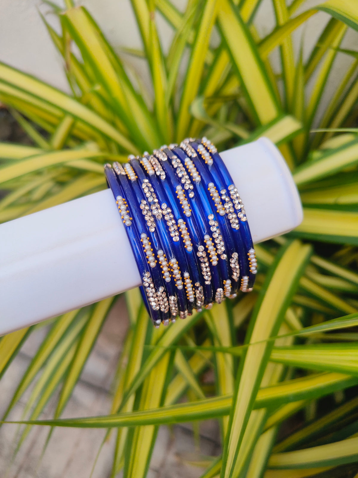 Nakshatra Glass Bangles - Royal Blue Colour
