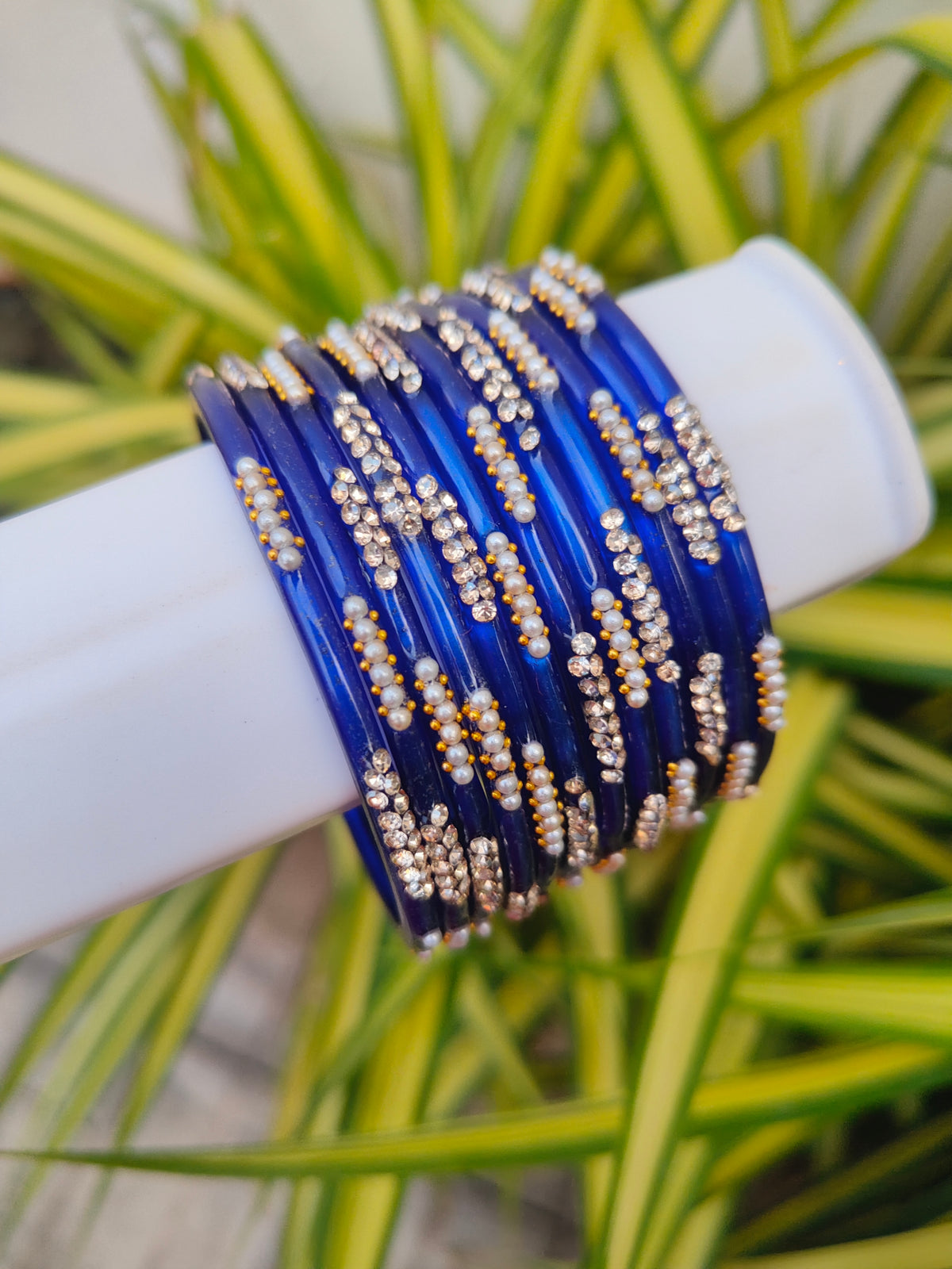 Nakshatra Glass Bangles - Royal Blue Colour