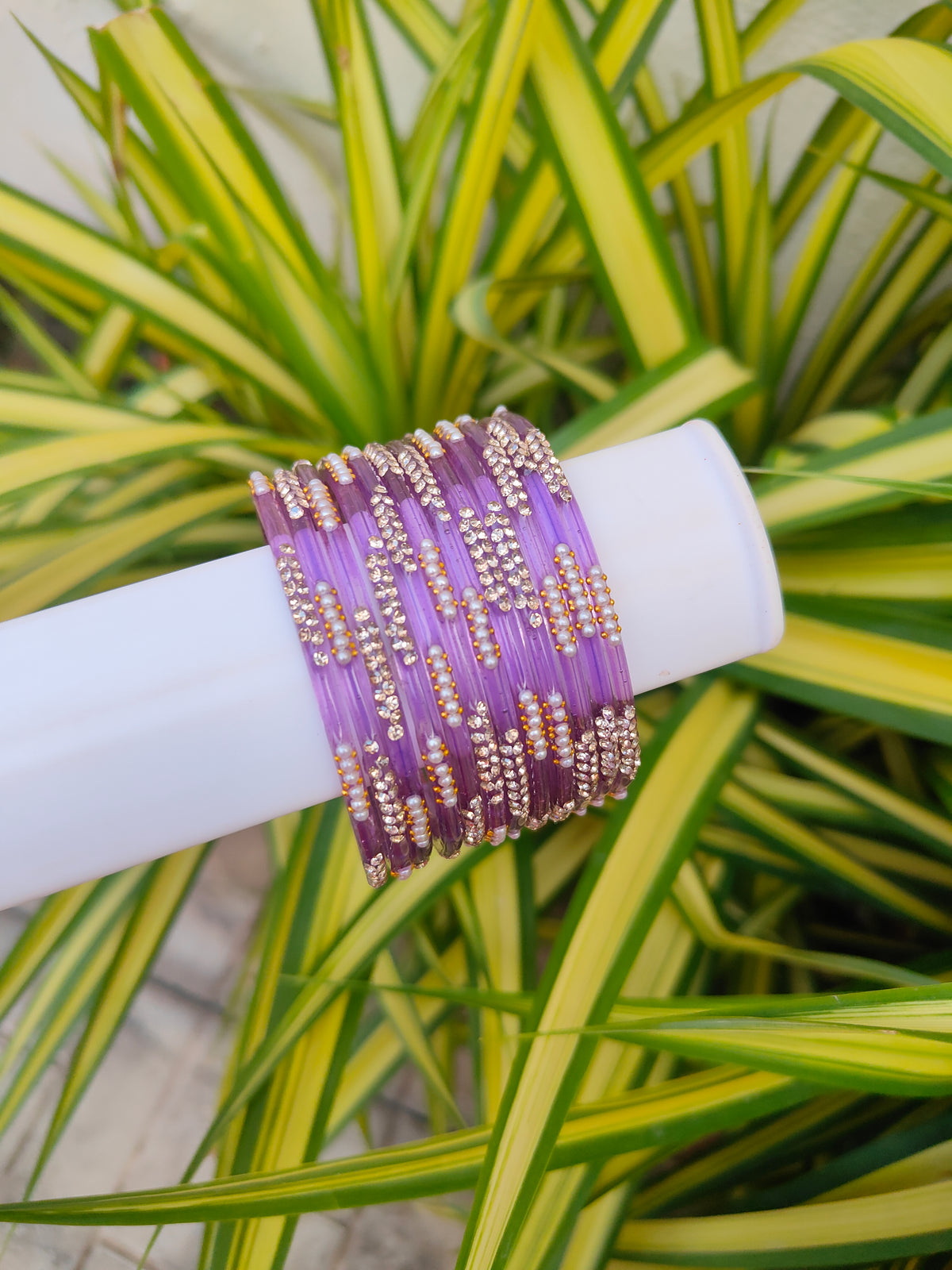 Nakshatra Glass Bangles - Lilac Colour