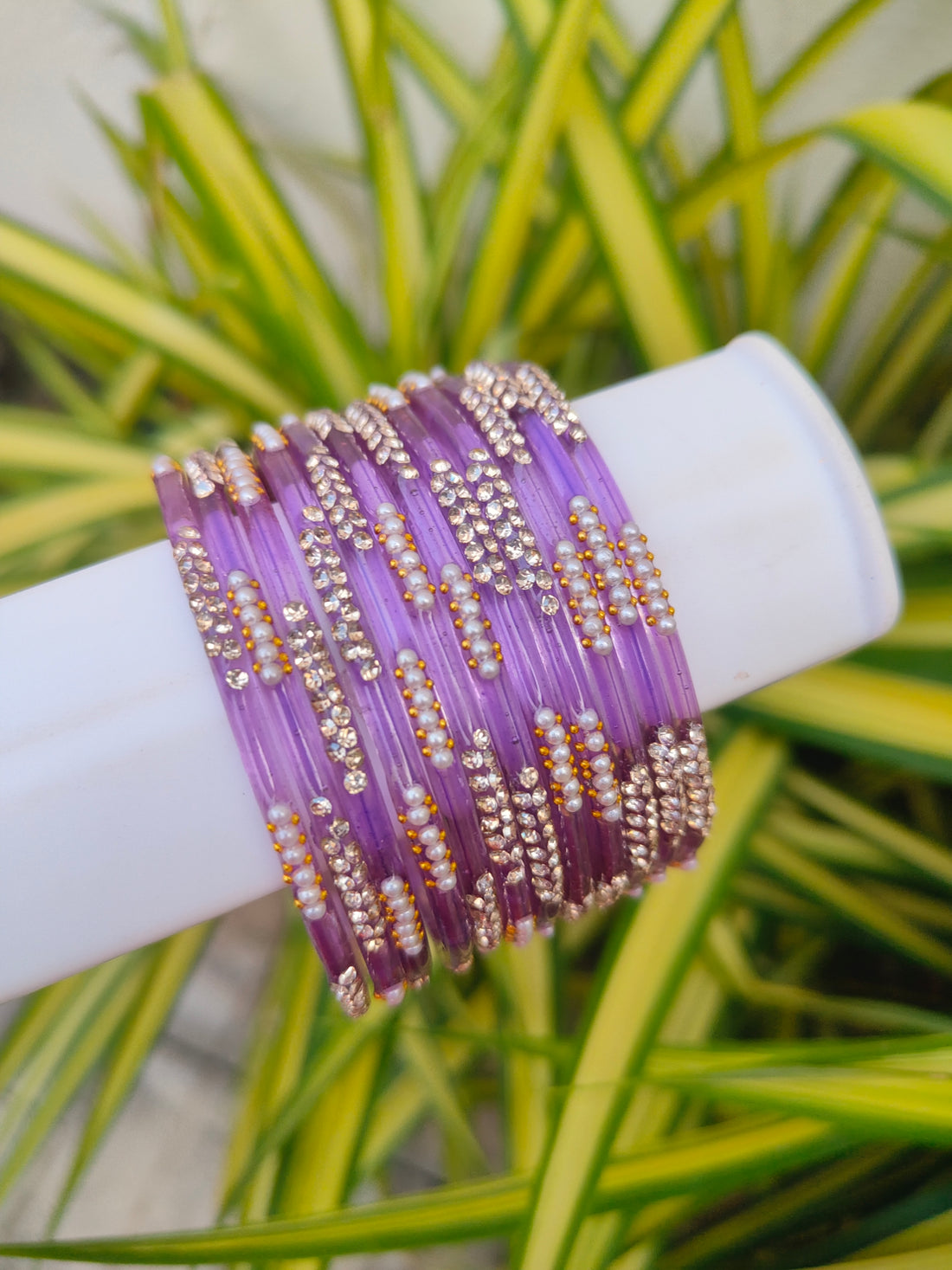 Nakshatra Glass Bangles - Lilac Colour