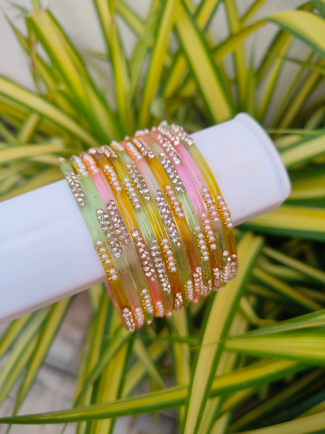 Nakshatra Glass Bangles - Light Multi Colour