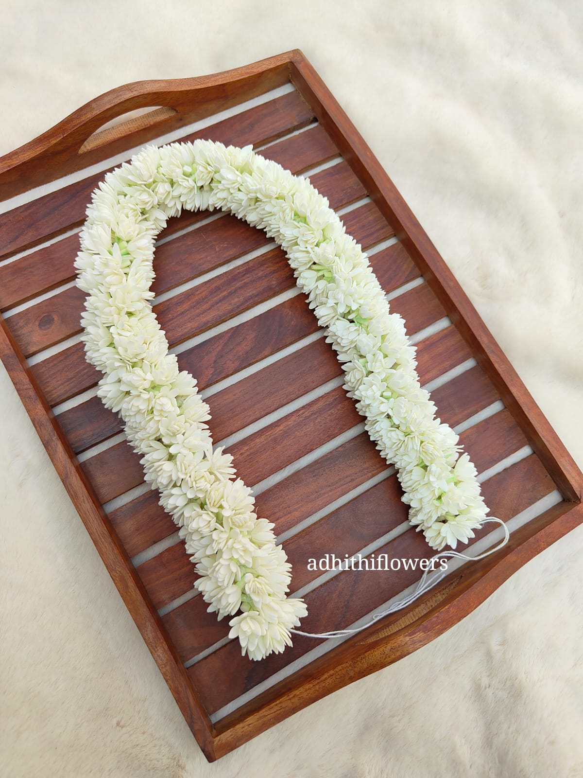 Foam Mullai Poo Bloomed-24 inch length (1&1/2 molam)-Tie with thread