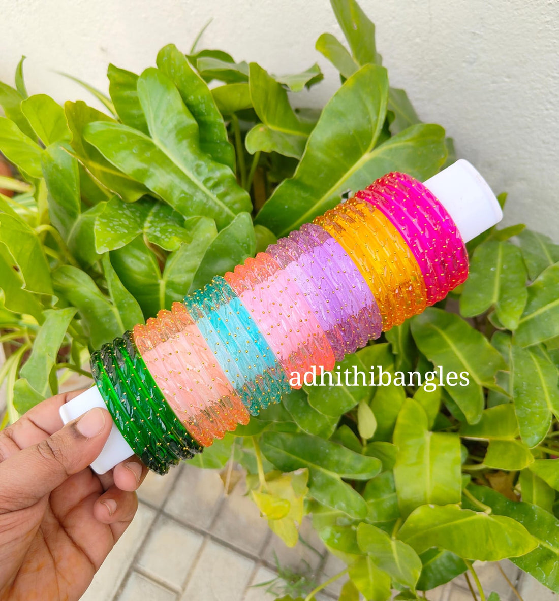 Crystal kada Raindrop model glass bangles-7 colour combo set  "Raindrop model"