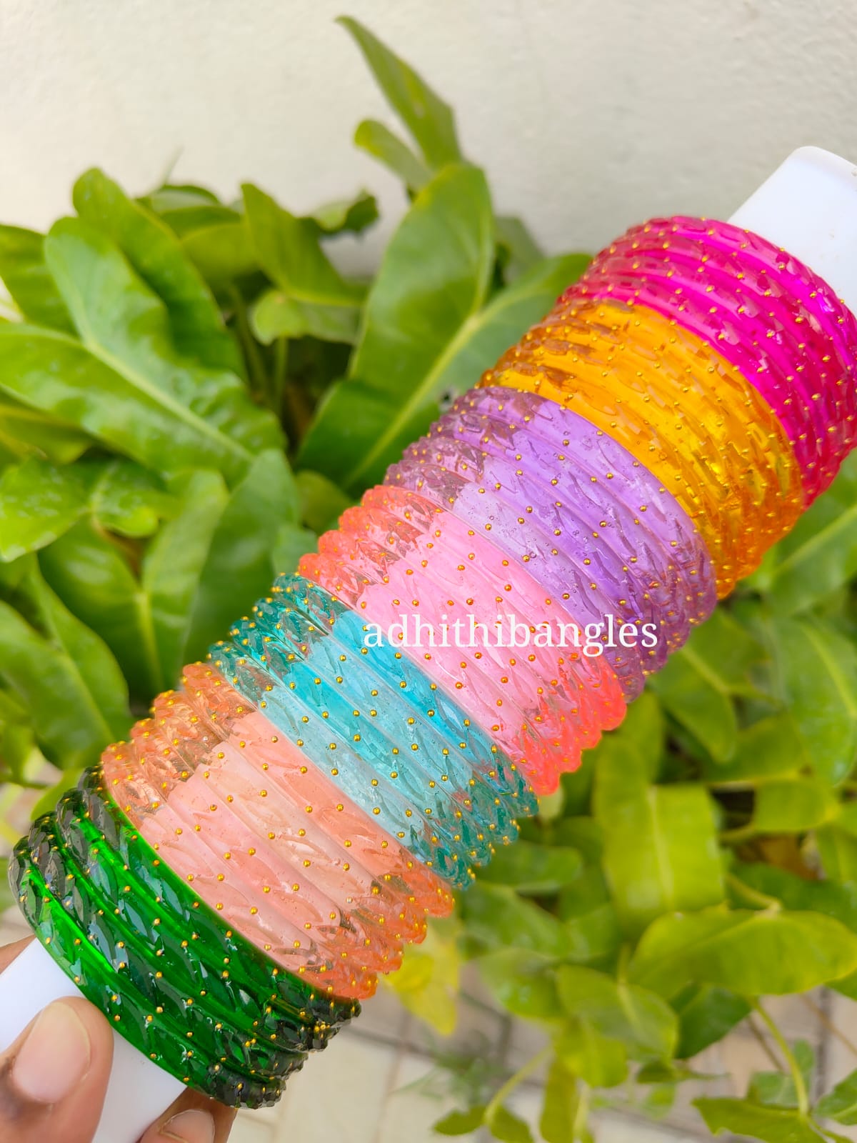 Crystal kada Raindrop model glass bangles-7 colour combo set  "Raindrop model"