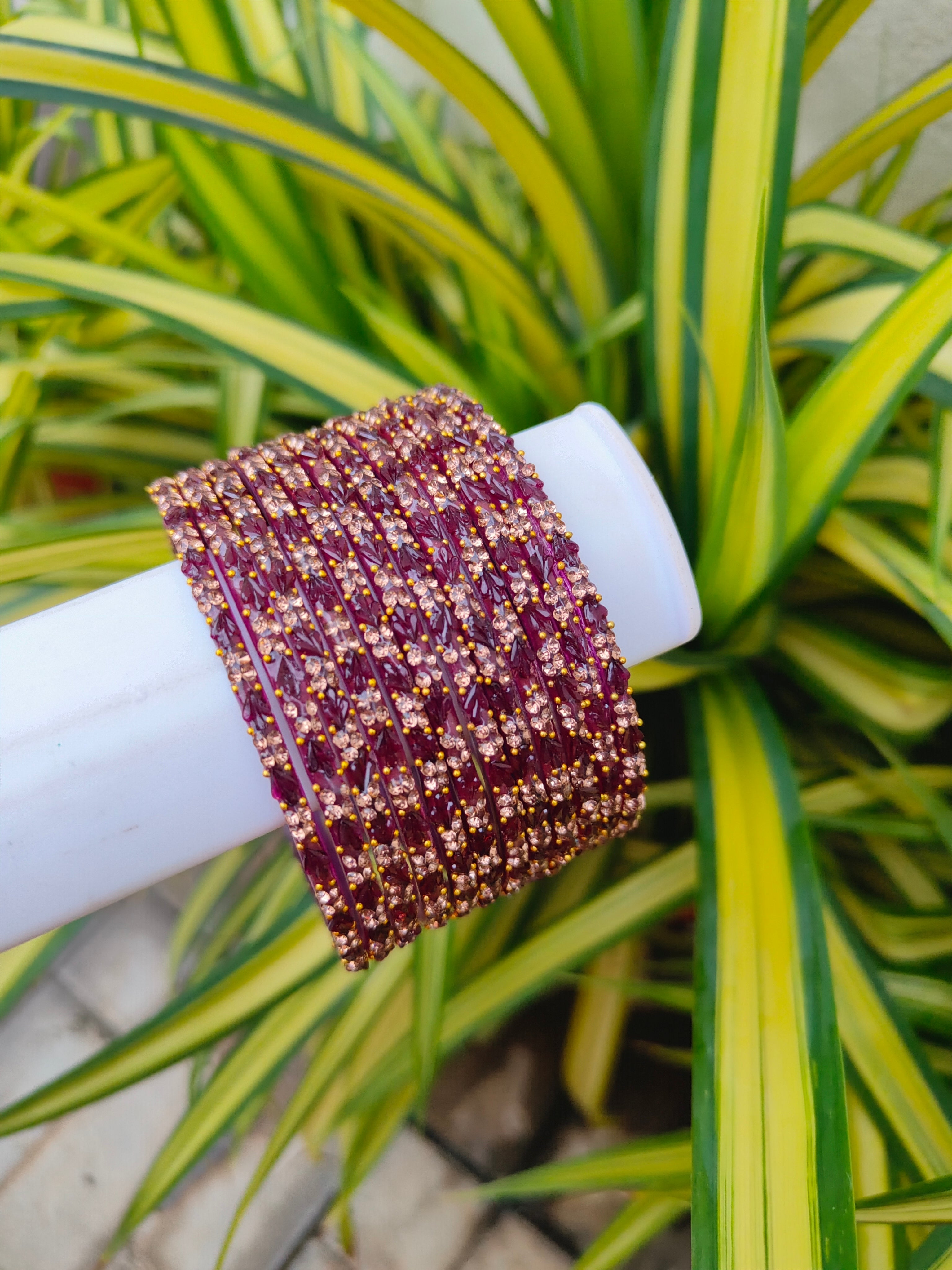 2.10 Size-Wine Thulir Model Glass Bangles