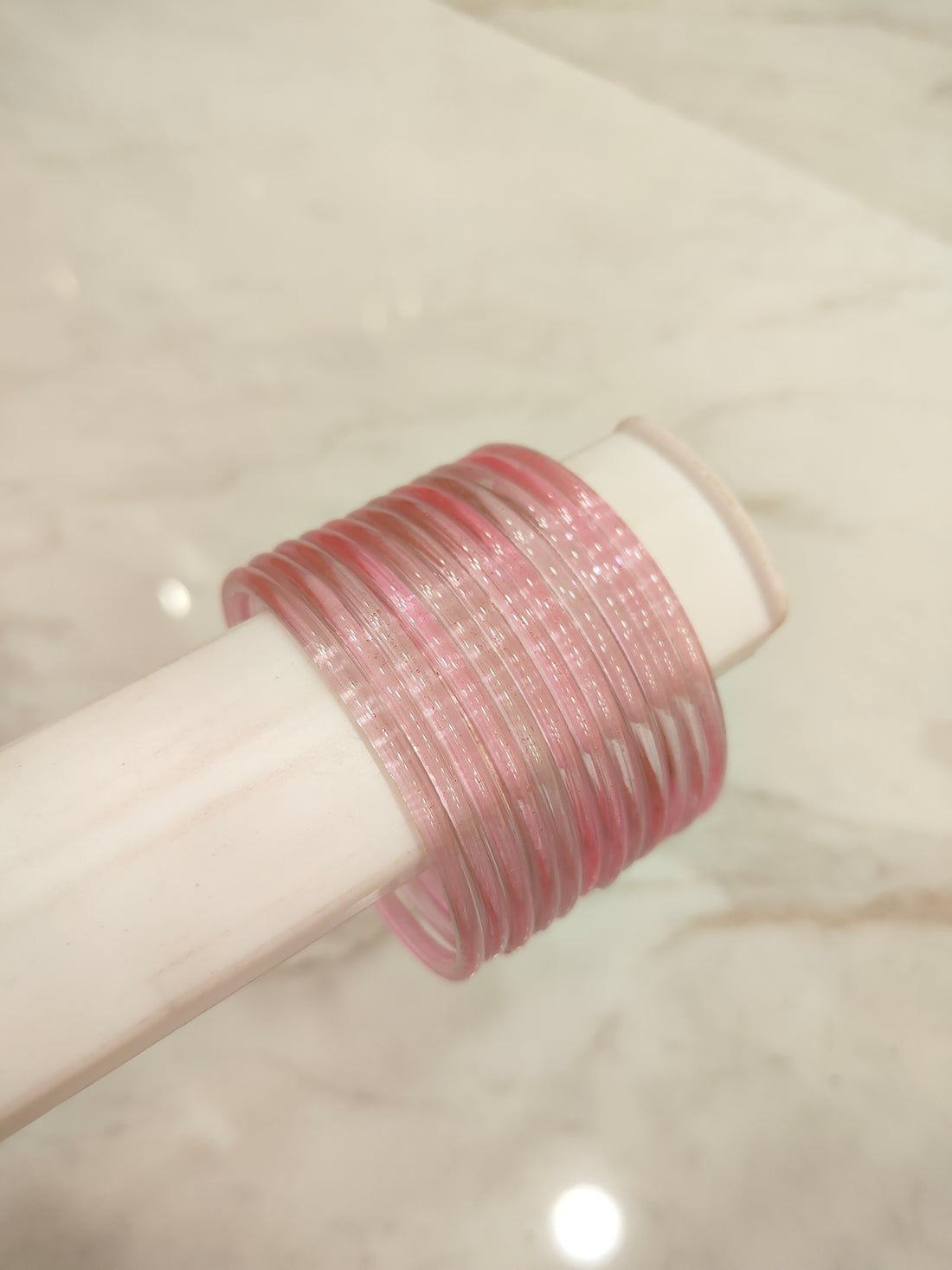 Baby Pink Jelly Glass Bangles