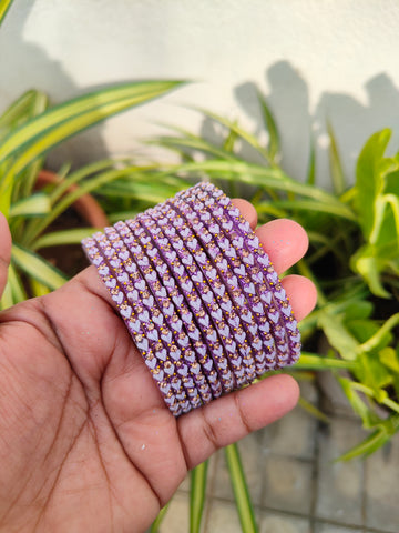 Heart Model Glass Bangles-Lavender