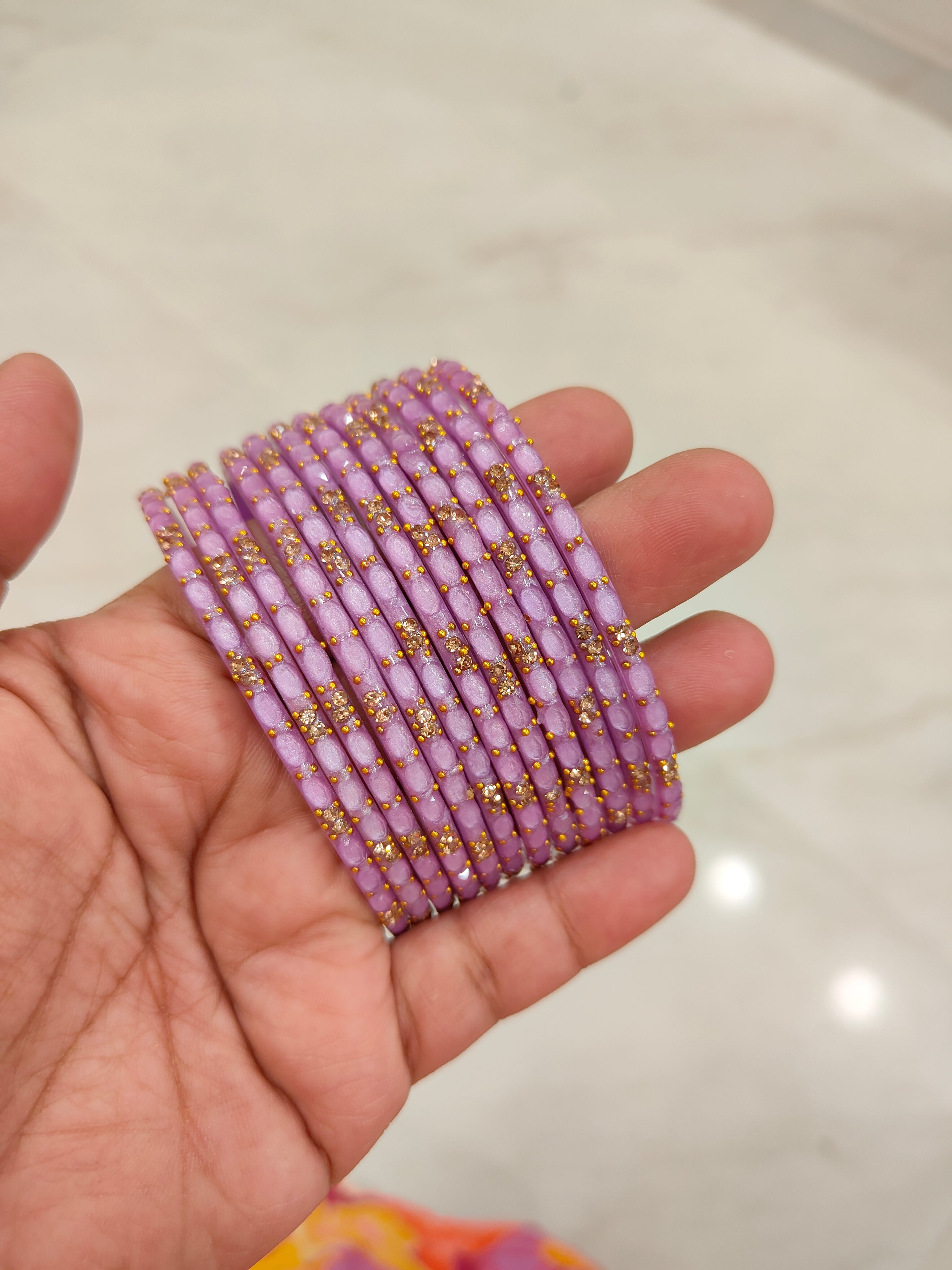 2.10 Size-Lavender Twinkle Glass Bangles