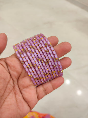 2.10 Size-Lavender Twinkle Glass Bangles