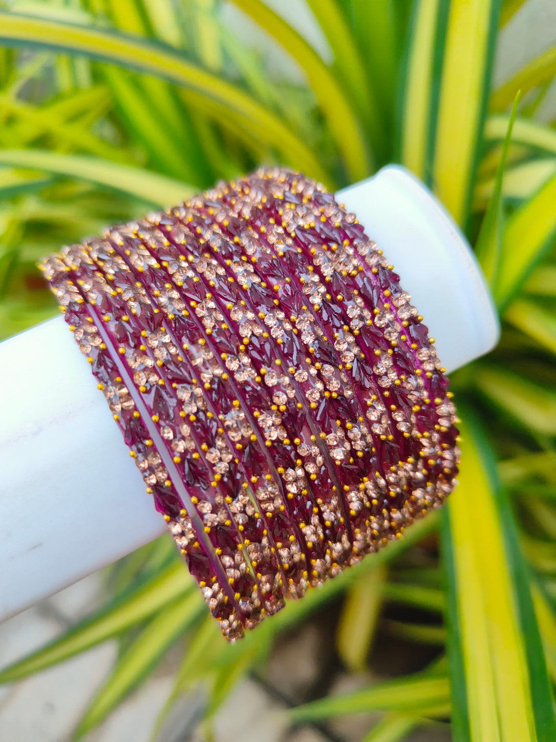 2.10 Size-Wine Thulir Model Glass Bangles