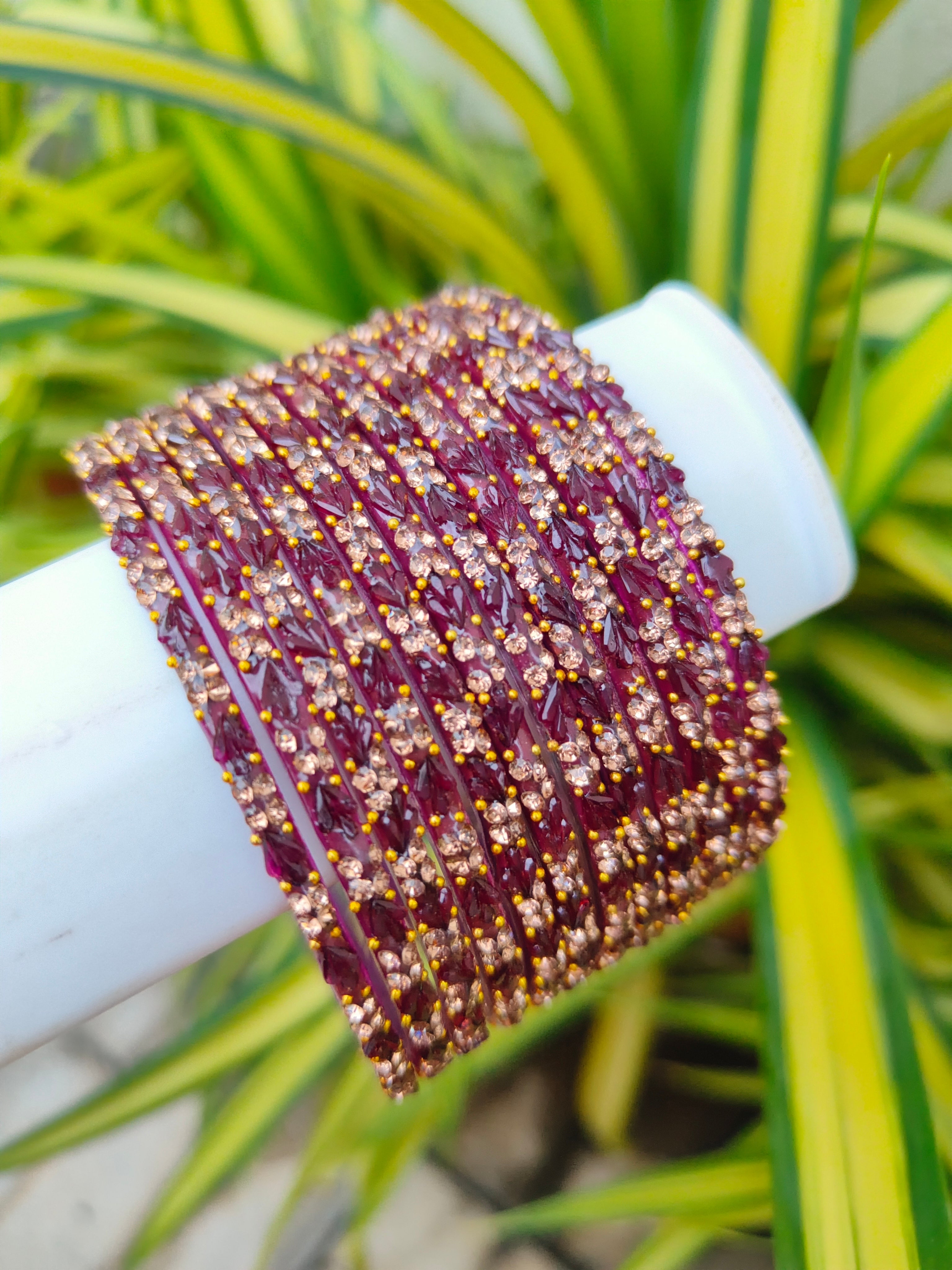 2.10 Size-Wine Thulir Model Glass Bangles