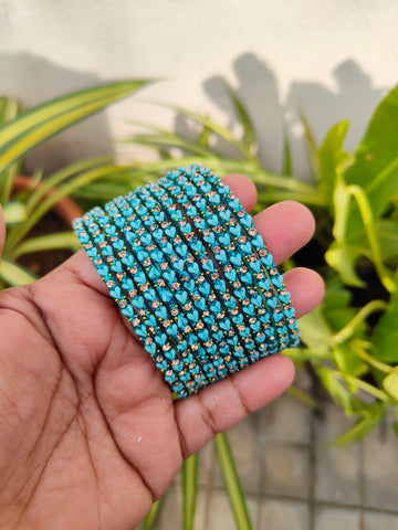 Heart Model Glass Bangles-Sky Blue