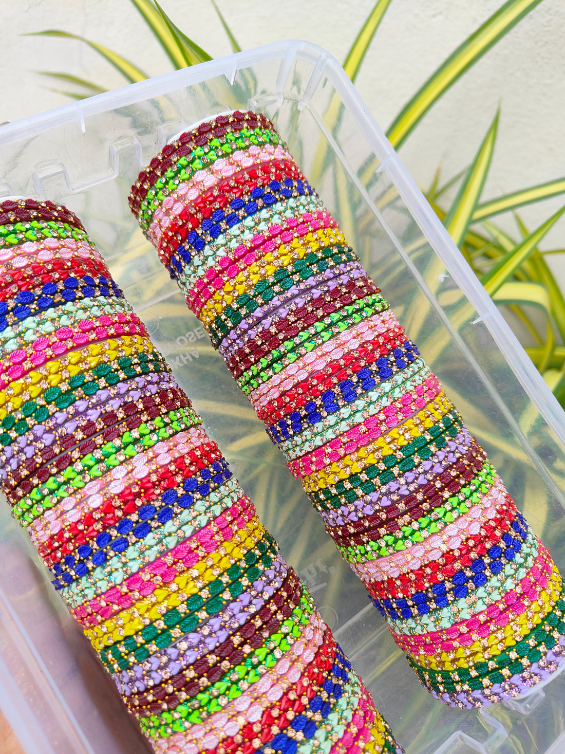 10 Dozen Hearty & Leaf Baby Shower Glass Bangles