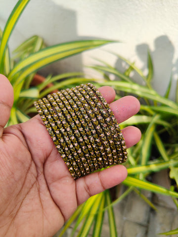Heart Model Glass Bangles-Olive Green