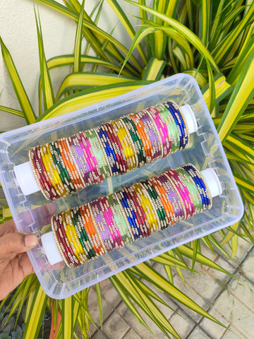 9 Dozen Nakshatra With Glitter Baby Shower Glass Bangles