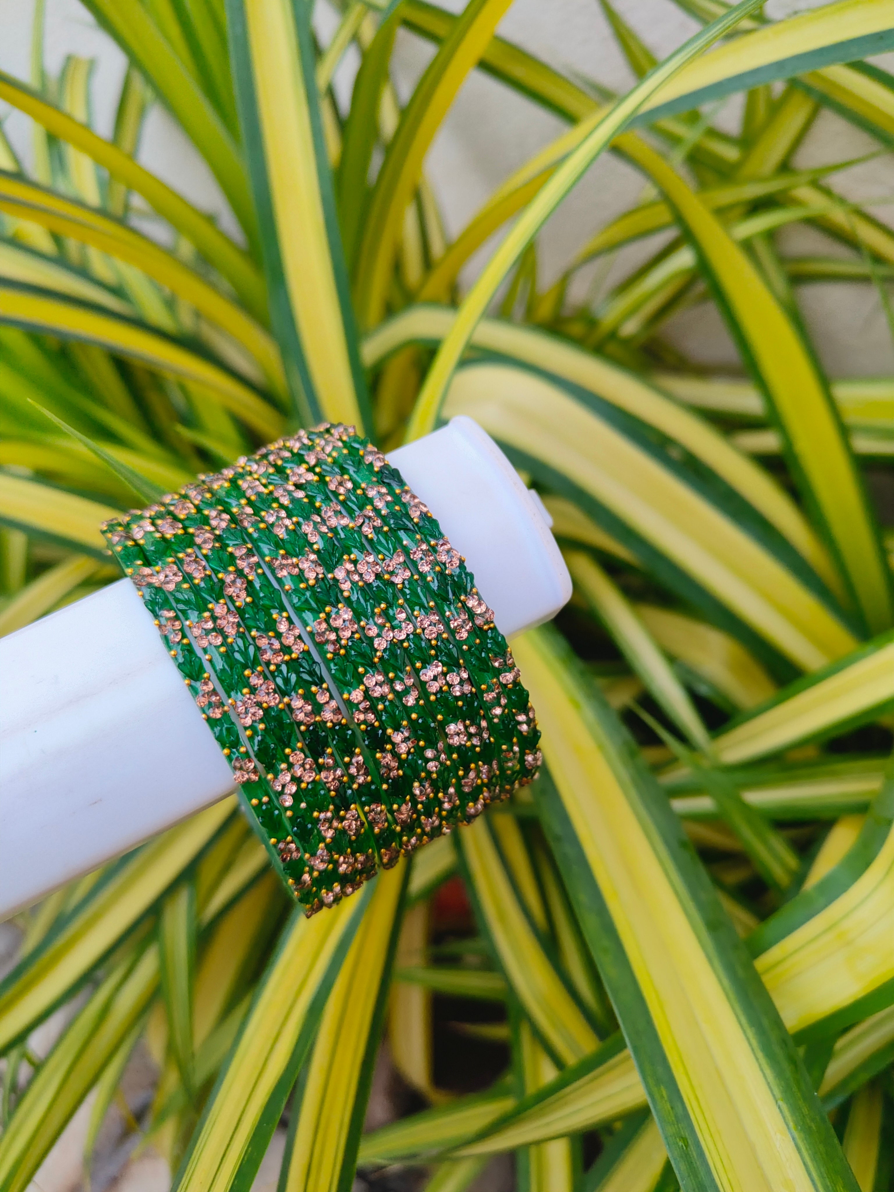 2.10 Size-Bottle Green Thulir Model Glass Bangles