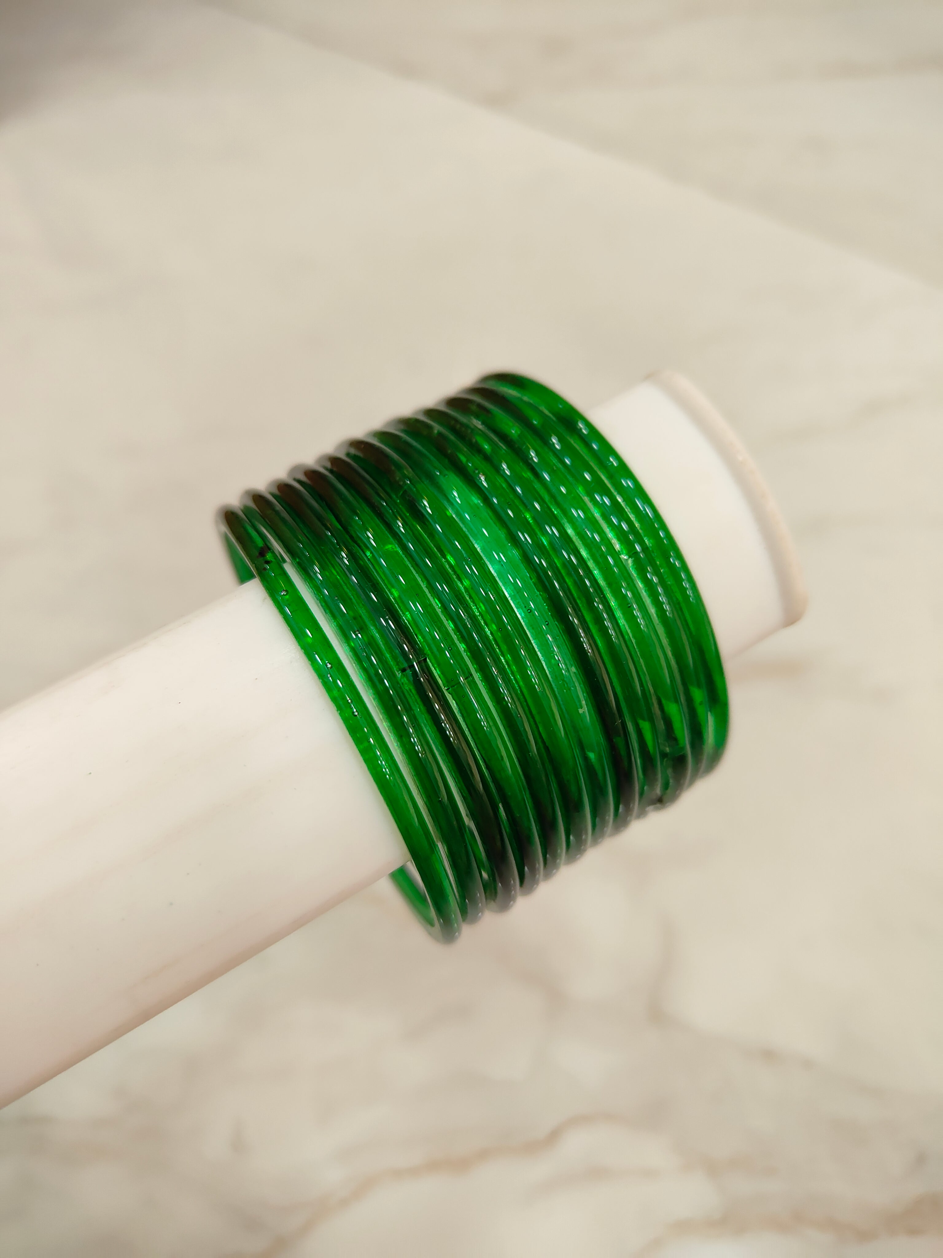 Bottle Green Jelly Glass Bangles