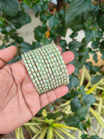 Heart model glass bangles(Pastel Green)