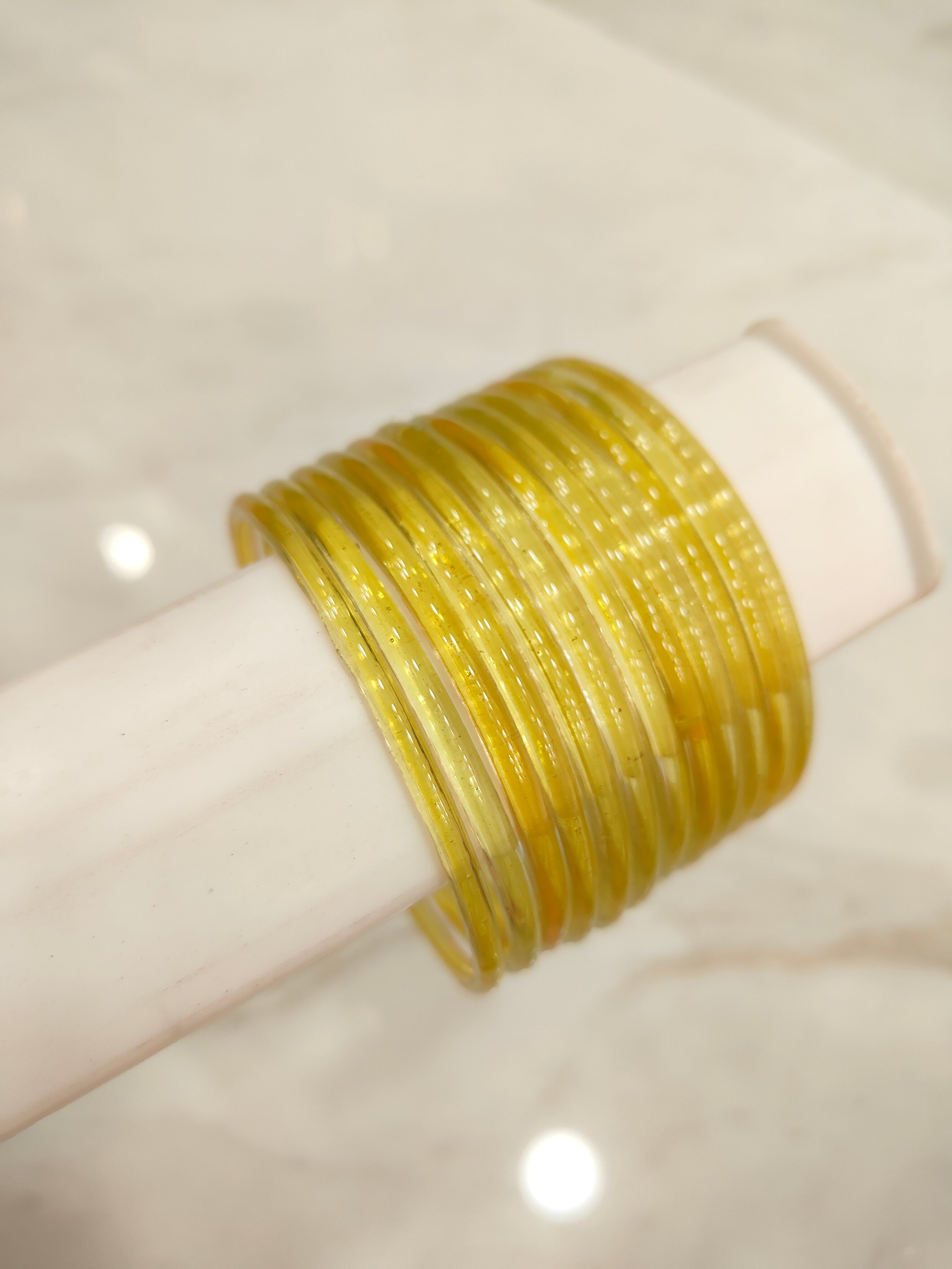 Yellow Jelly Glass Bangles