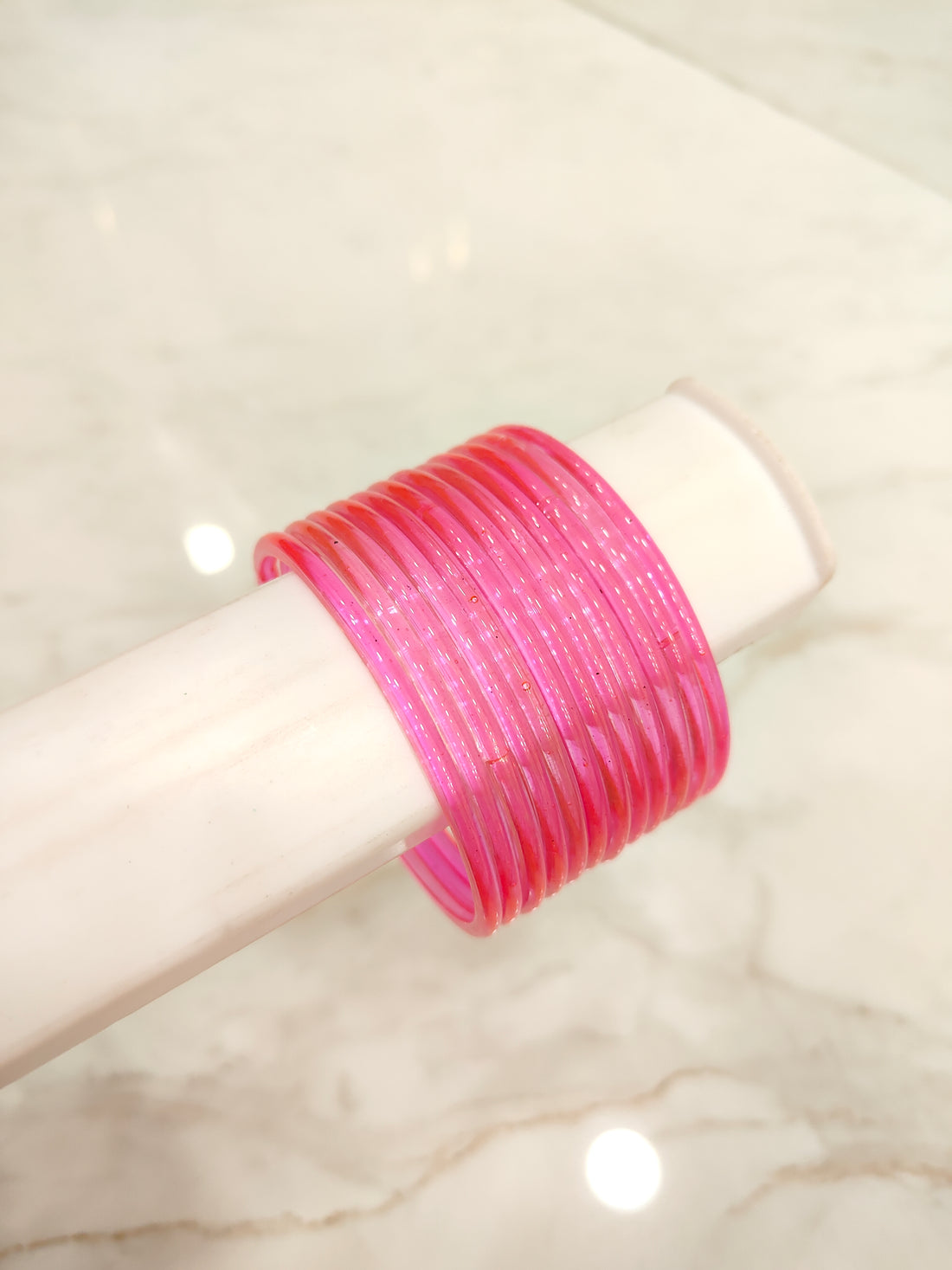 Bright Pink Jelly Glass Bangles