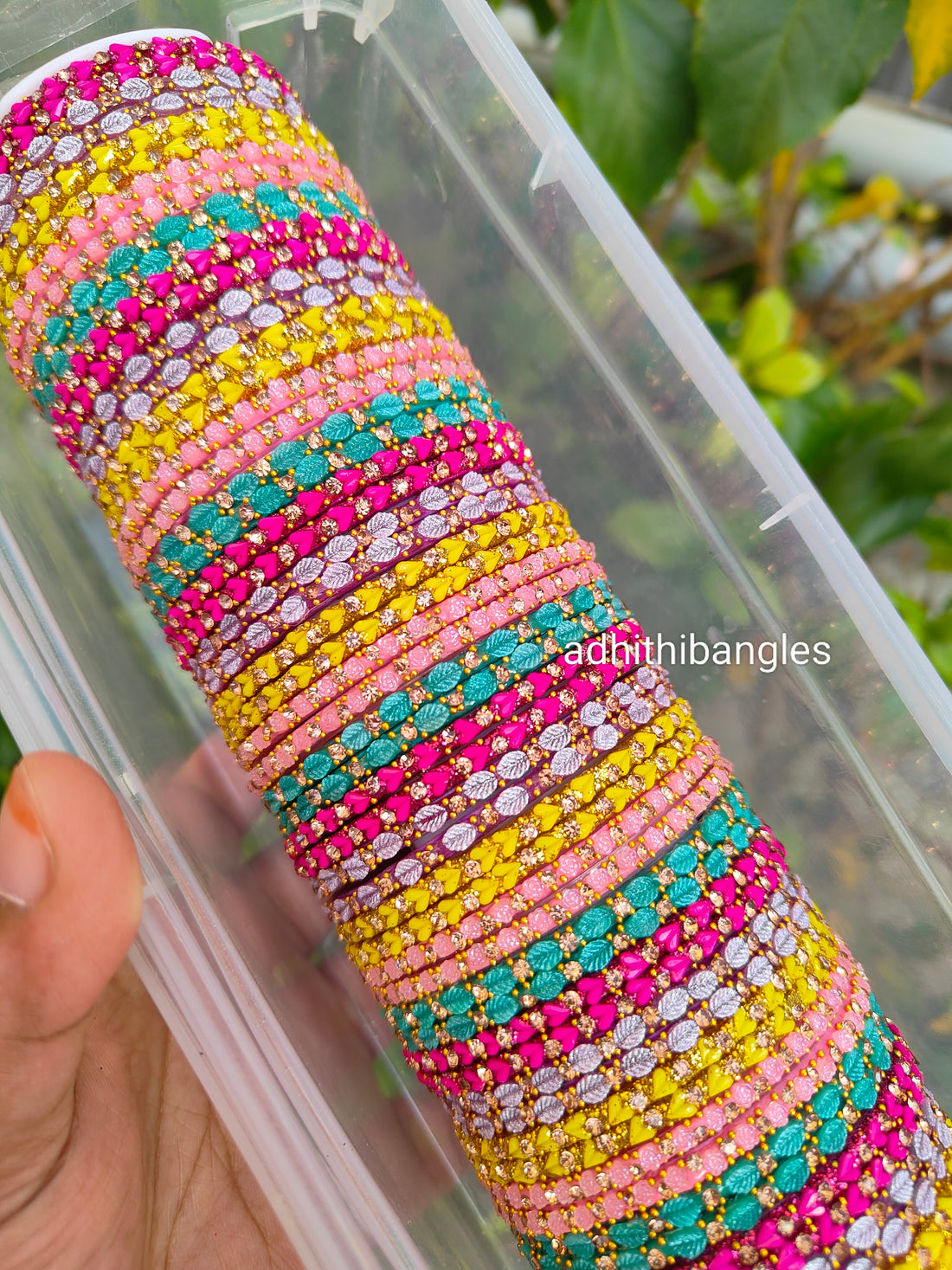 5 Dozen Heart,Leaf & Rose Model Valaikappu Glass Bangles