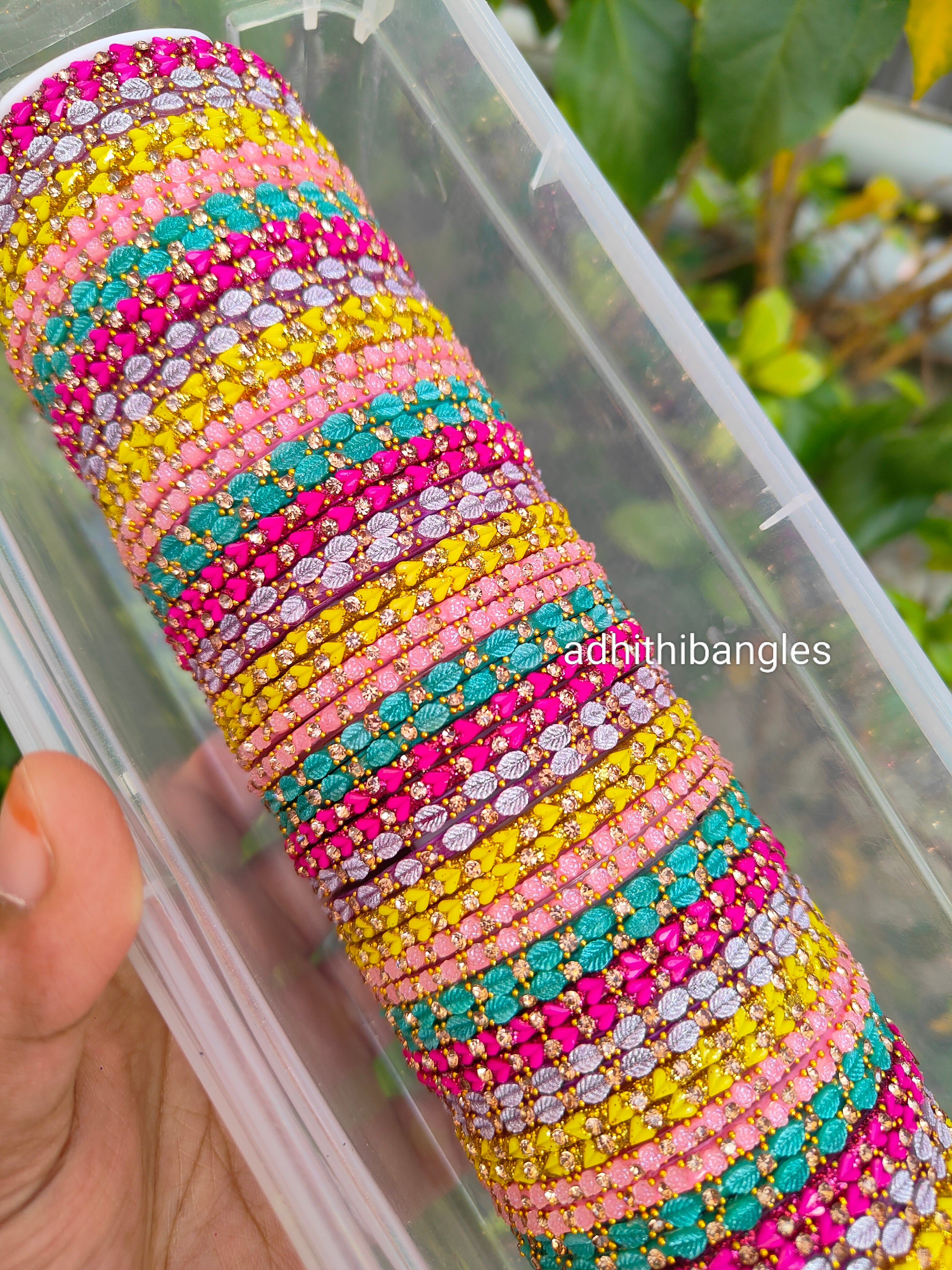 5 Dozen Heart,Leaf & Rose Model Valaikappu Glass Bangles