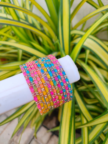 2.10 Size-Multicolour Thulir Model Glass Bangles