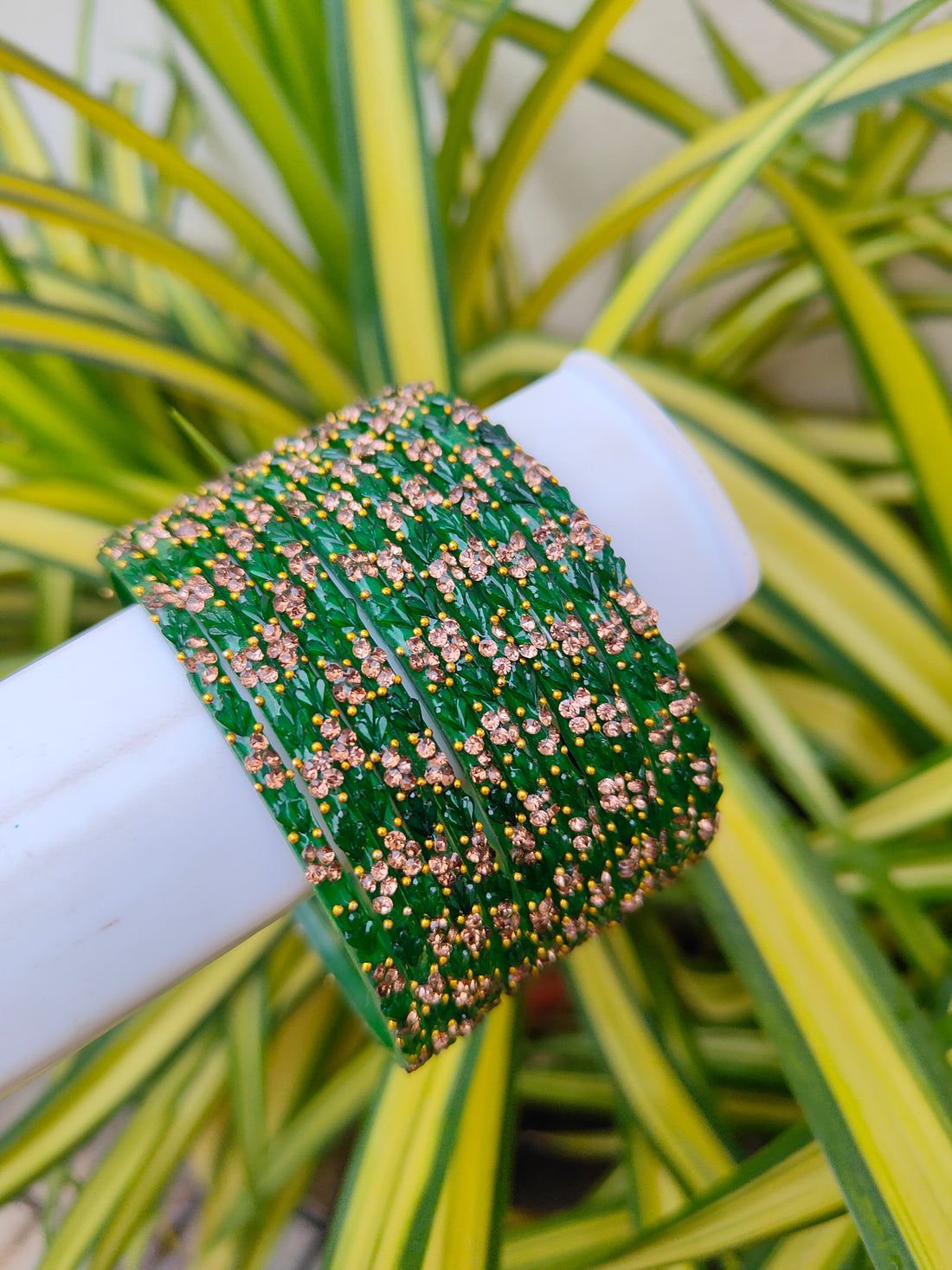 2.10 Size-Bottle Green Thulir Model Glass Bangles