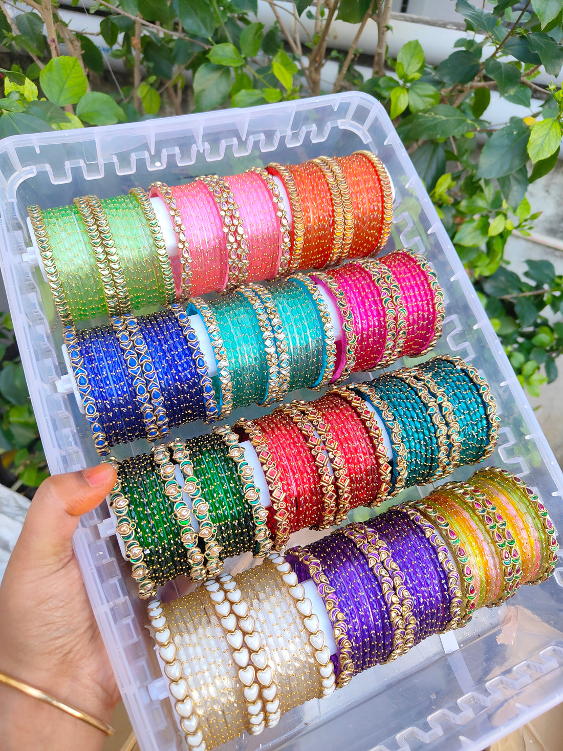 Pretty 12 sets silkthread mixed with glass bangles combo