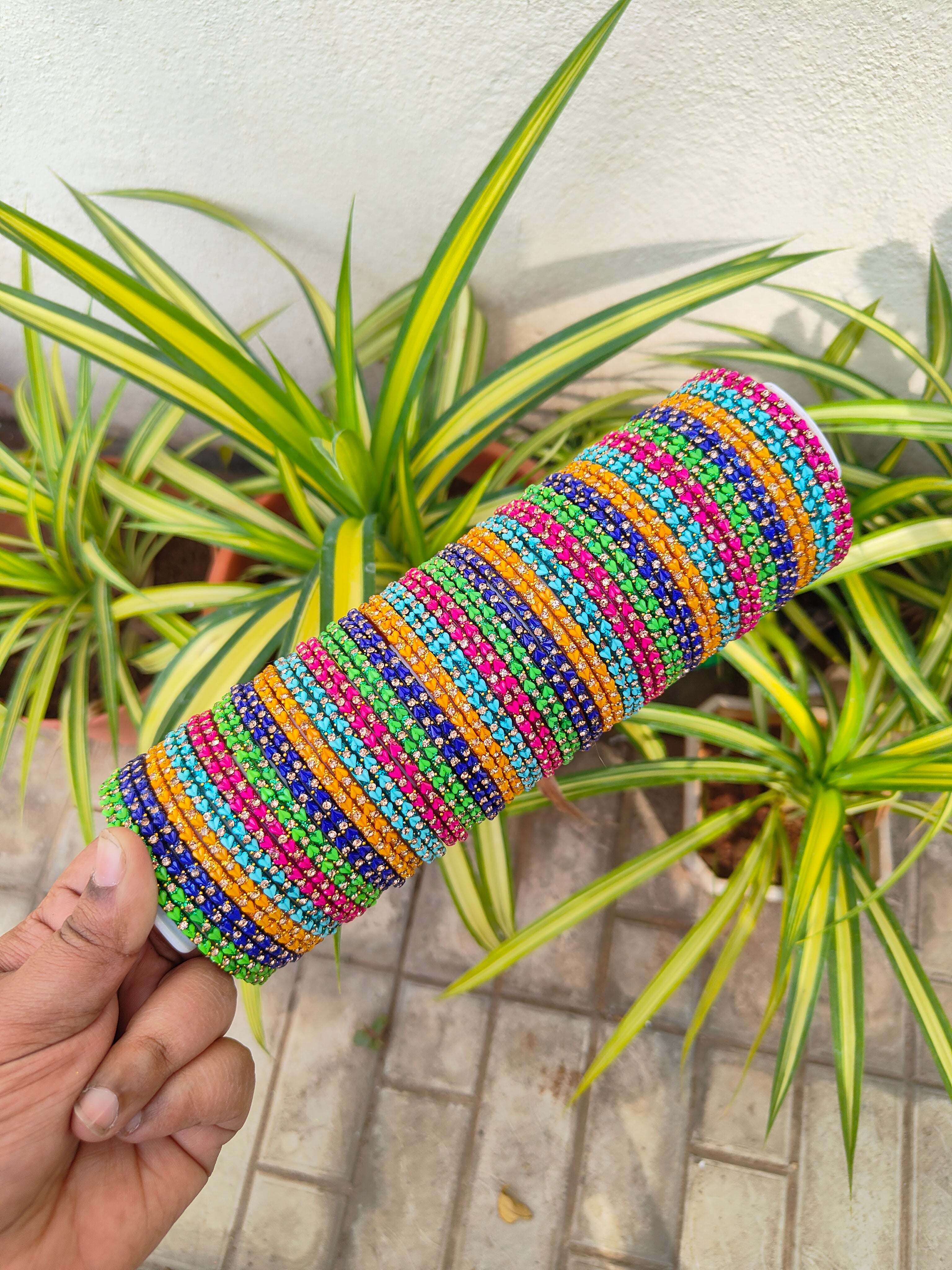 5 dozen Heart Model Valaikappu glass bangles mixing