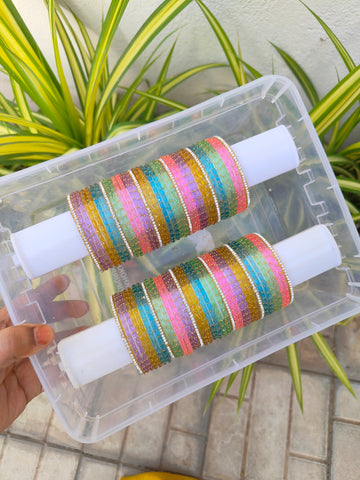 6 dozen Pastel Shade Raindrop mixed with glitter bangles