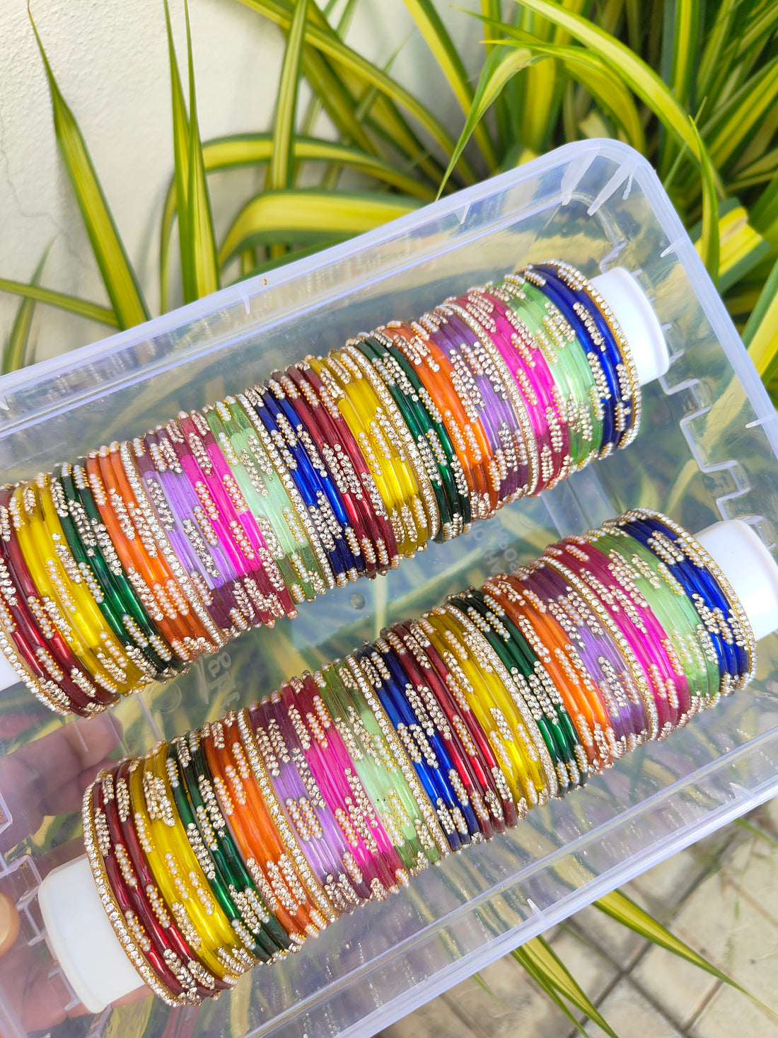 9 Dozen Nakshatra With Glitter Baby Shower Glass Bangles