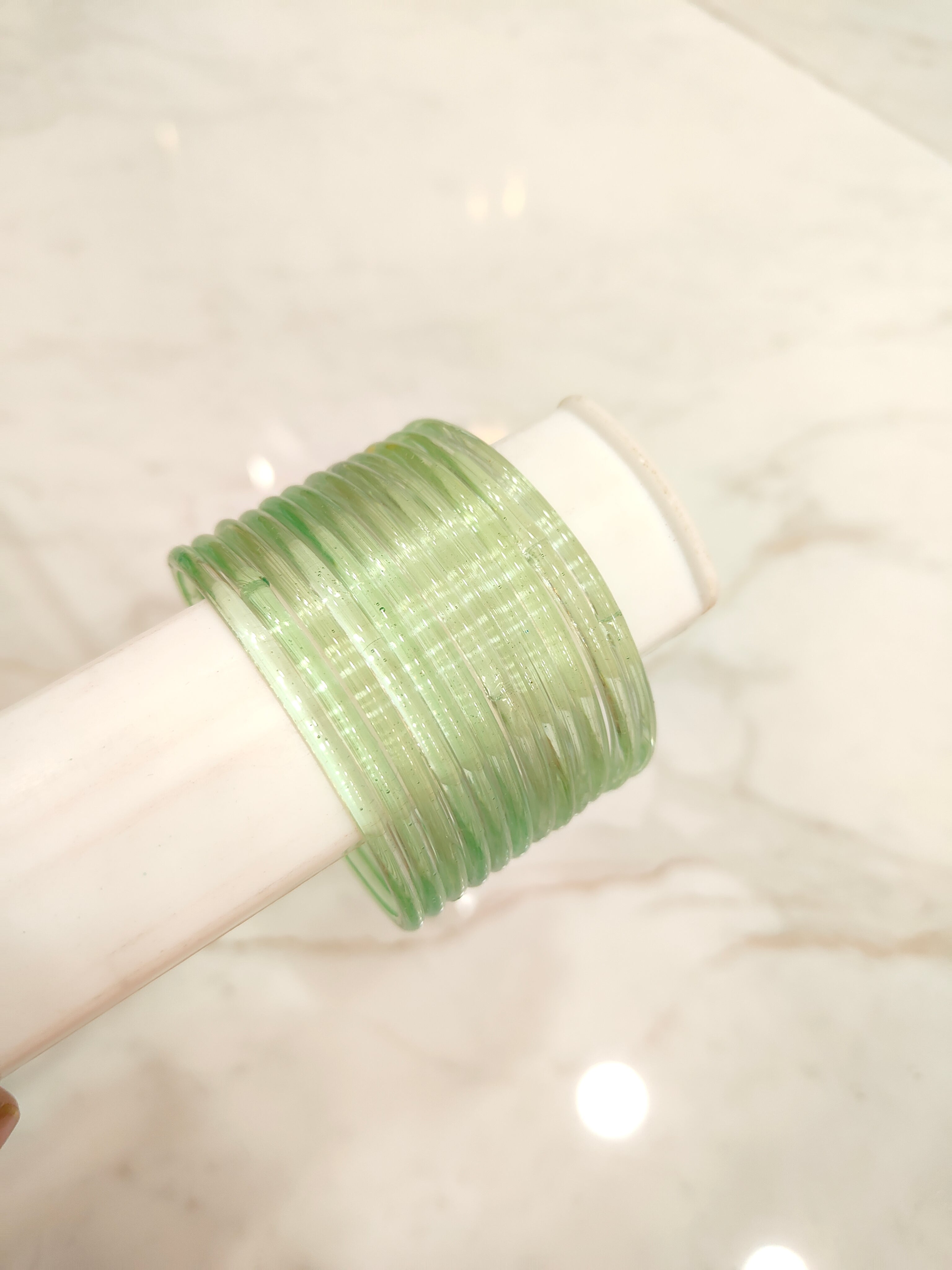 Pastel Green Jelly Glass Bangles