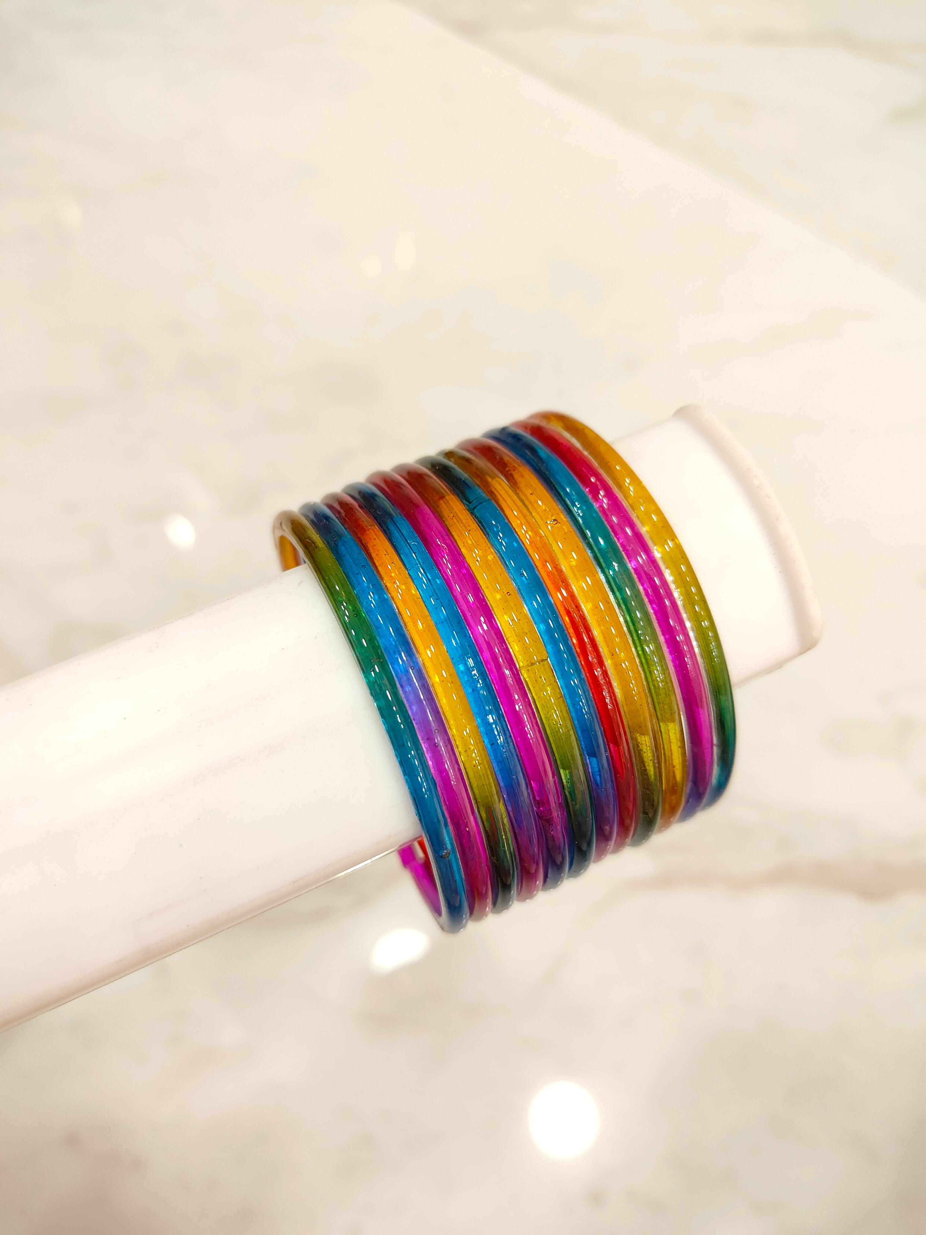 Dark Multicolor Jelly Glass Bangles