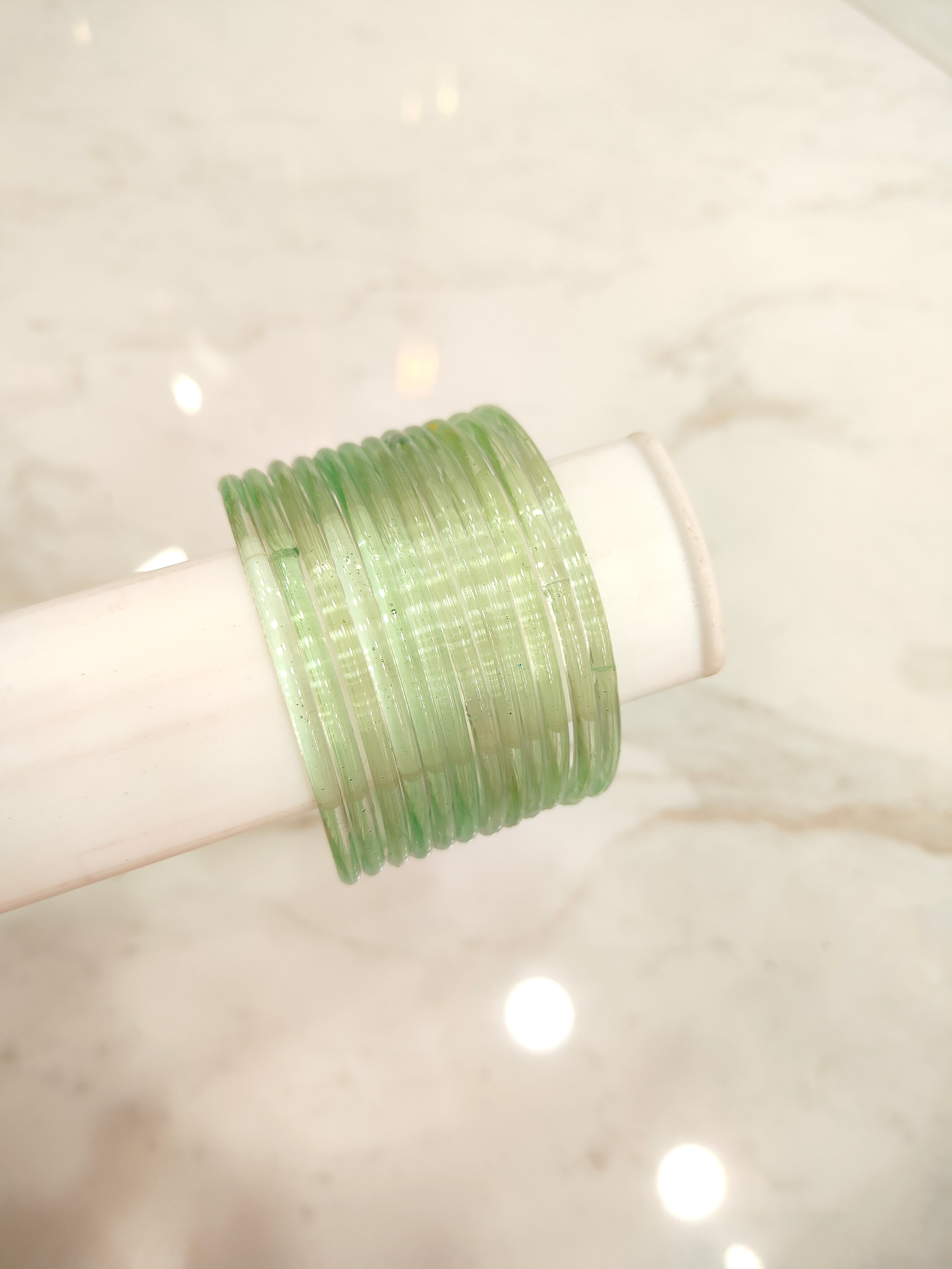 Pastel Green Jelly Glass Bangles