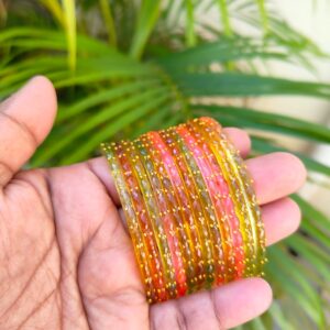 Crystal Raindrop Glass Bangles-Light multicolor