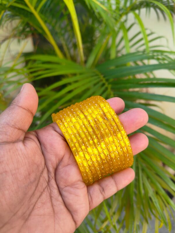 Crystal Raindrop Glass Bangles-Yellow