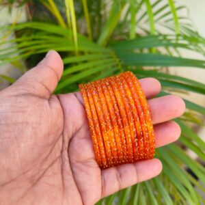 Crystal Raindrop Glass Bangles-Orange