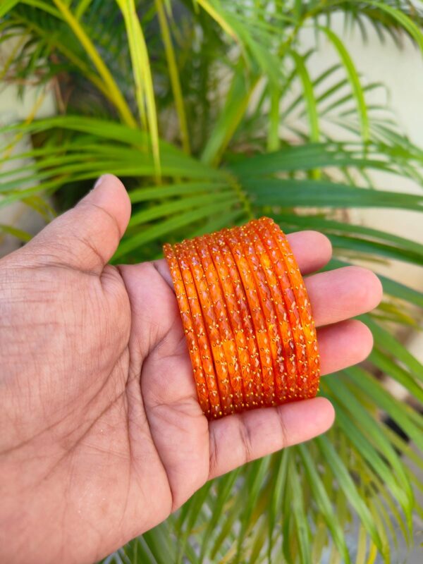 Crystal Raindrop Glass Bangles-Orange